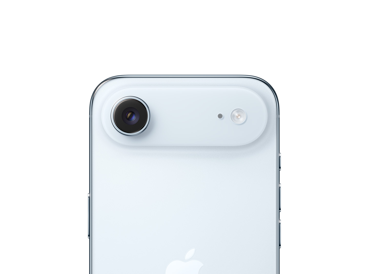 iPhone Air, taustapuoli, taivaansininen, Fusion-pääkamerajärjestelmä yläosan korotetussa kohdassa