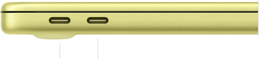 MacBook Neo 13-inch with A18 Pro, closed, left side, showing USB 3 (USB-C) port and USB 2 (USB-C)